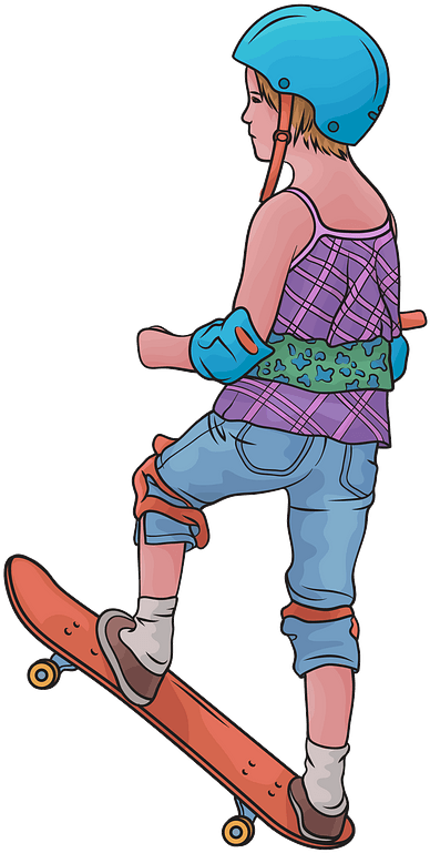 Little Girl Skateboarder Clipart - Skateboard Wheel - Png Download (565x800), Png Download