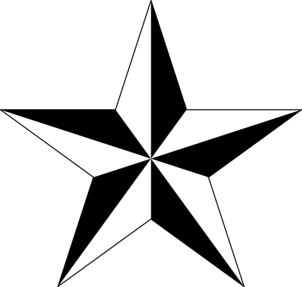 Transparent Sailor Black And White Star Leaf Clipart - Star Tattoo Drawings - Png Download (600x571), Png Download