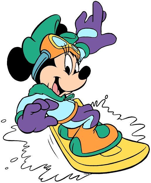 Snowboarding Clipart Disney - Minnie Mouse Snowboard - Png Download (516x624), Png Download