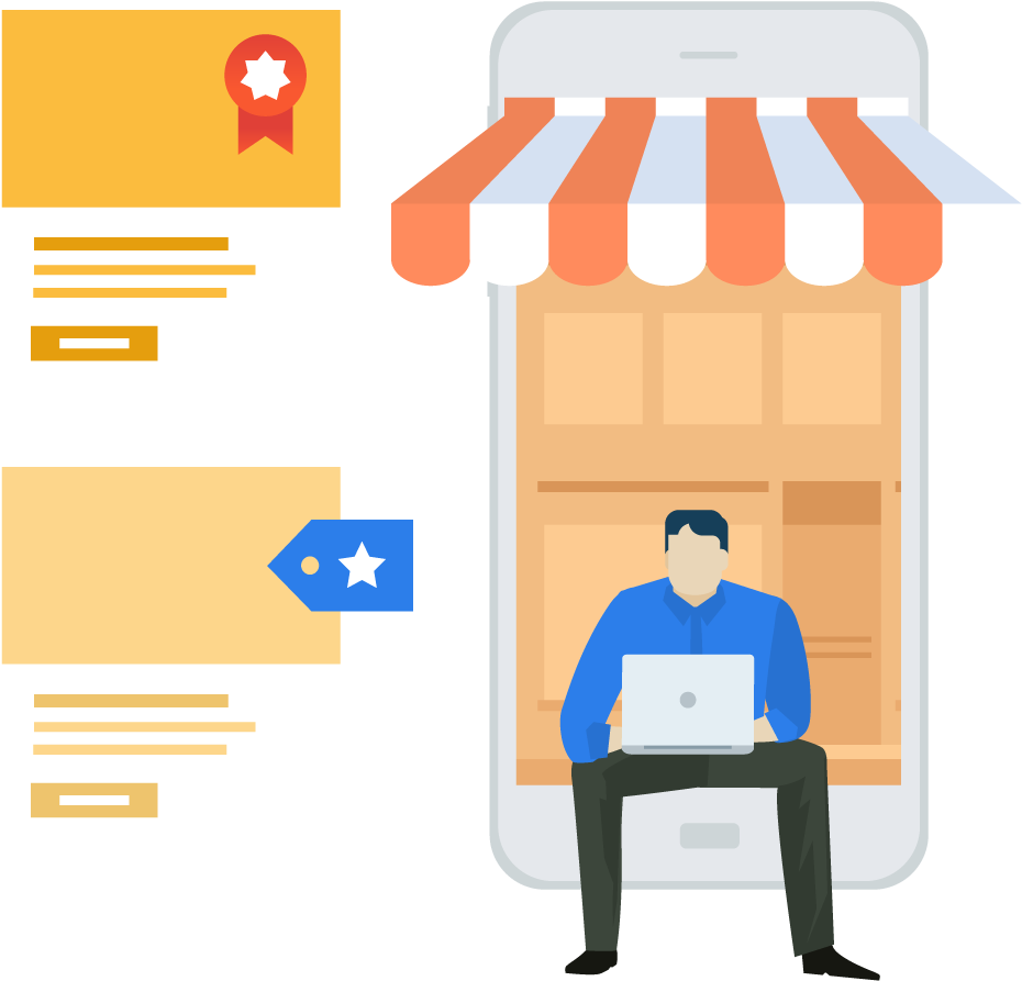 Google My Business - Market Cartoon Online Clipart (1000x1000), Png Download