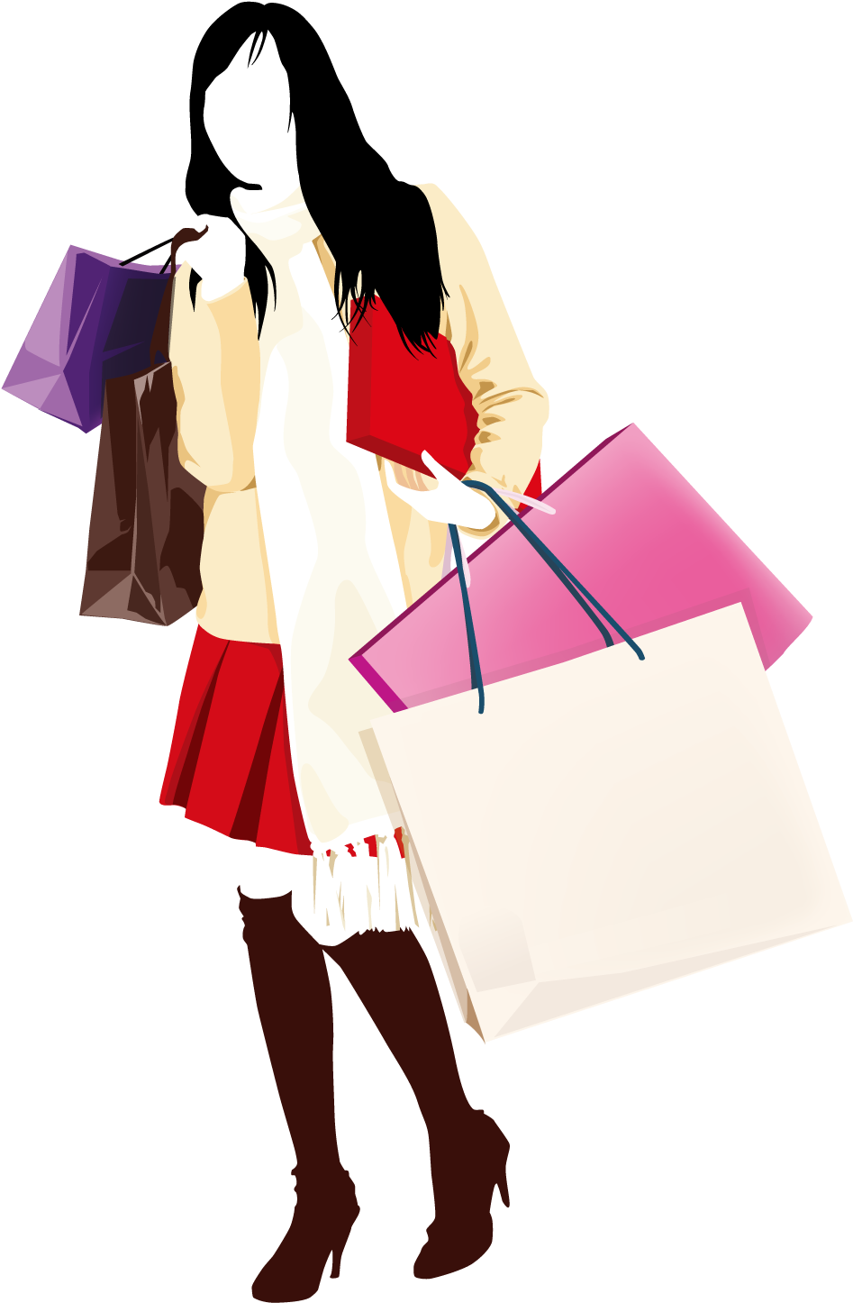 Shopping Woman Png Download - 时尚 人物 矢量 图 Clipart (1500x1500), Png Download