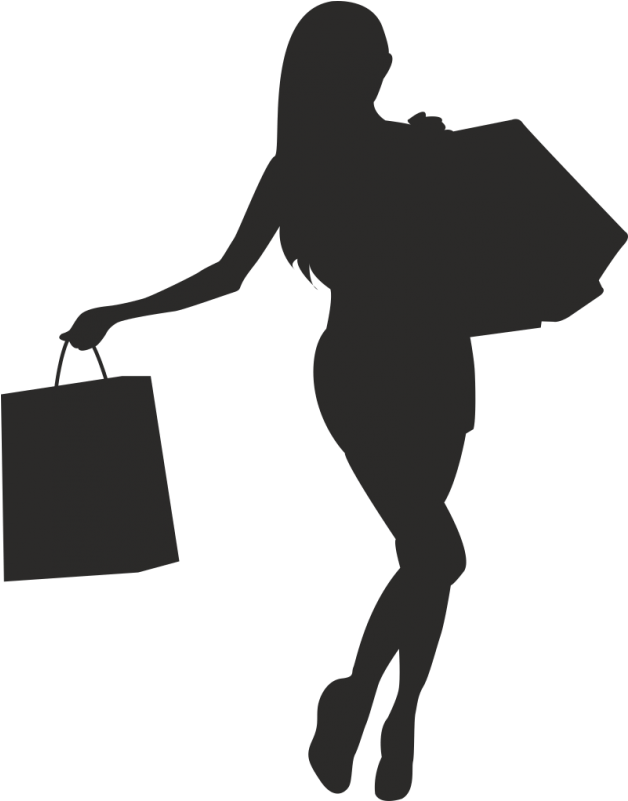 Silhouette Bag Shopping - Woman Shopping Silhouette Png Clipart (800x800), Png Download