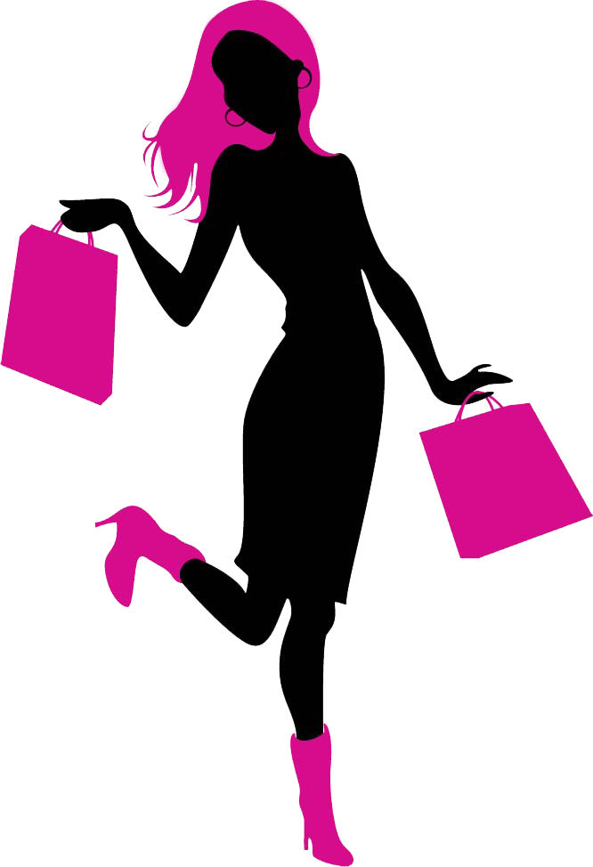 Image Of Girl In Boots Holding Shopping Bags From Fabulous - Shopping Girl Silhouette Png Clipart (666x974), Png Download