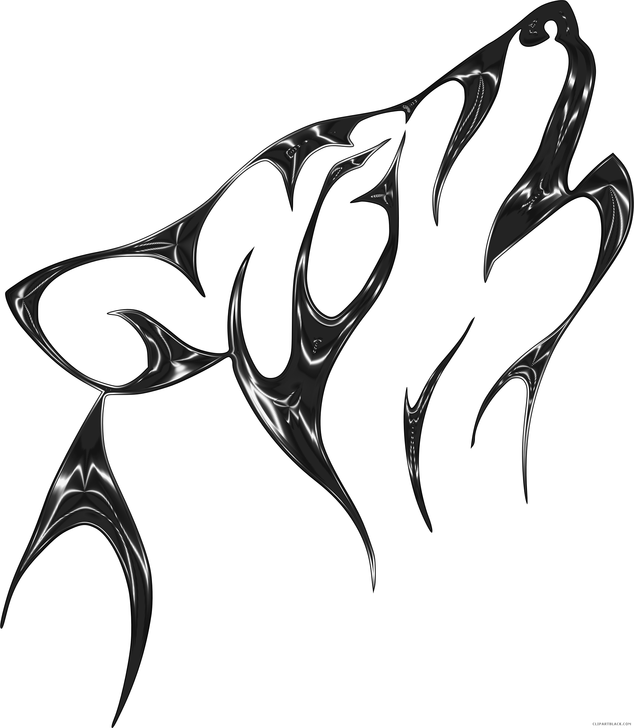 Tribal Wolf Animal Free Black White Clipart Images - Wolf Tattoo - Png Download (2044x2346), Png Download