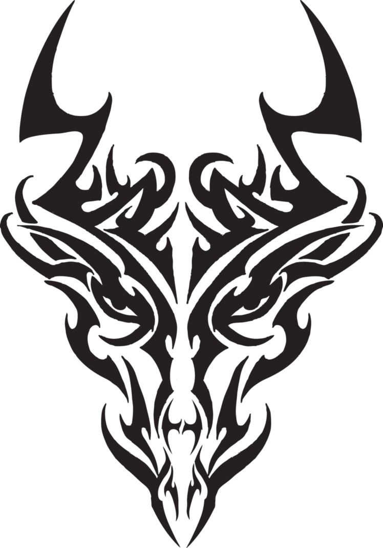 Drawing Tribals Rose Transparent Png Clipart Free Download - Simple Drawing Dragon Tattoo (748x1068), Png Download