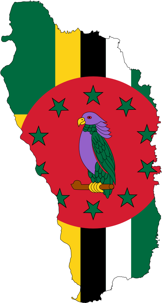Flag Map Of Dominica Flagartist - Commonwealth Of Dominica Flag Map Clipart (555x1038), Png Download