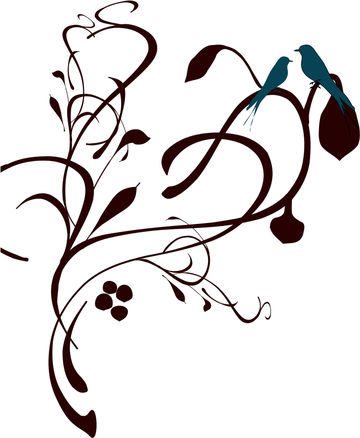 Black Birds On A Branch Svg Clip Arts - Flower Clipart In Black White Png Transparent Png (1024x1024), Png Download