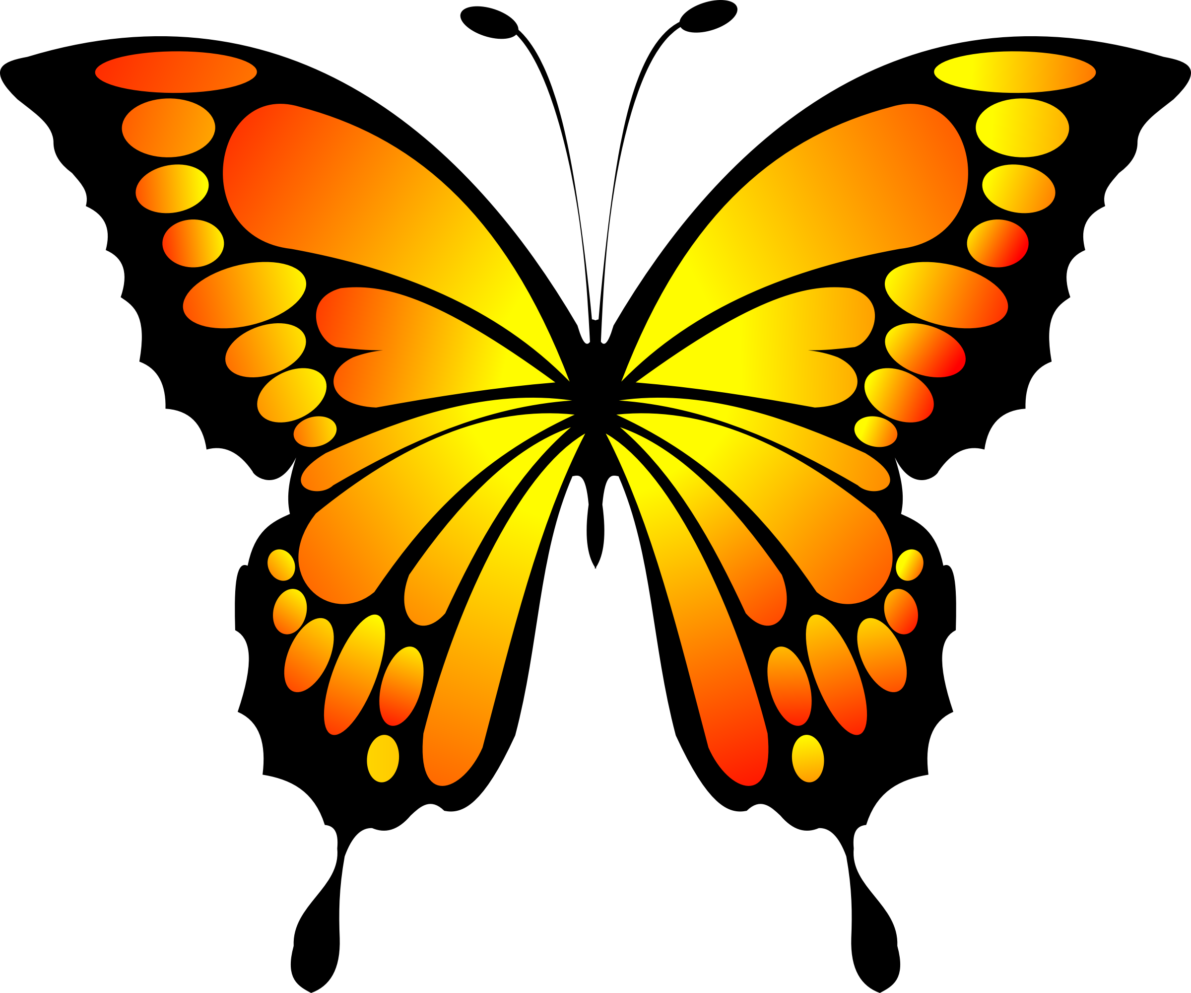 Yellow And Red Butterfly Clipart (900x750), Png Download