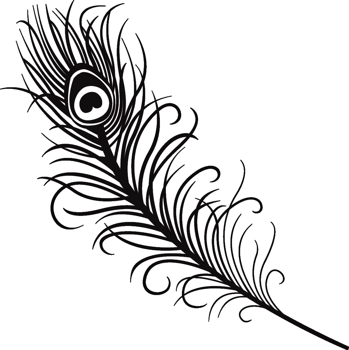#silhouette #feather #peacock #peacockfeather #black - Easy Peacock Feather Drawing Clipart (1113x1115), Png Download