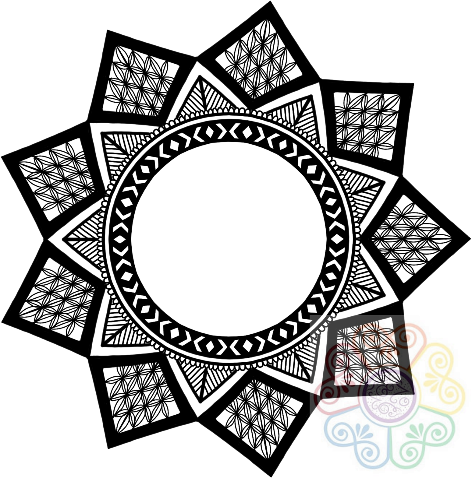 Geometric Mandala Clipart (1600x1600), Png Download