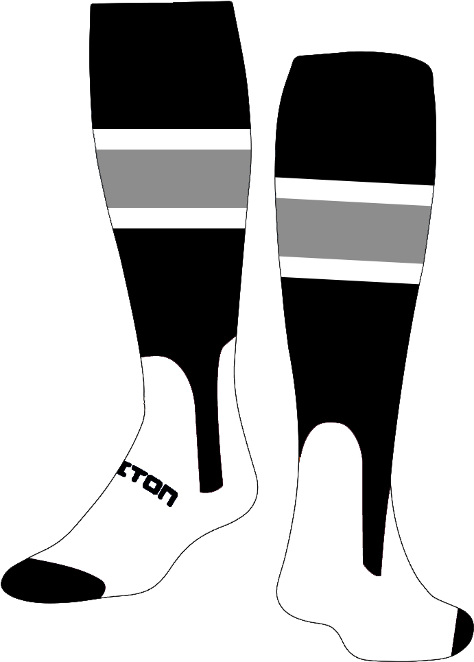 Clipart Socks Baseball - Black White And Grey Stirrup Socks - Png Download (1000x1000), Png Download