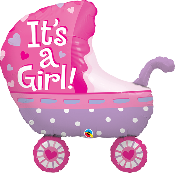 It"s A Girl Baby Stroller - Its A Girl Balloons Clipart (600x591), Png Download