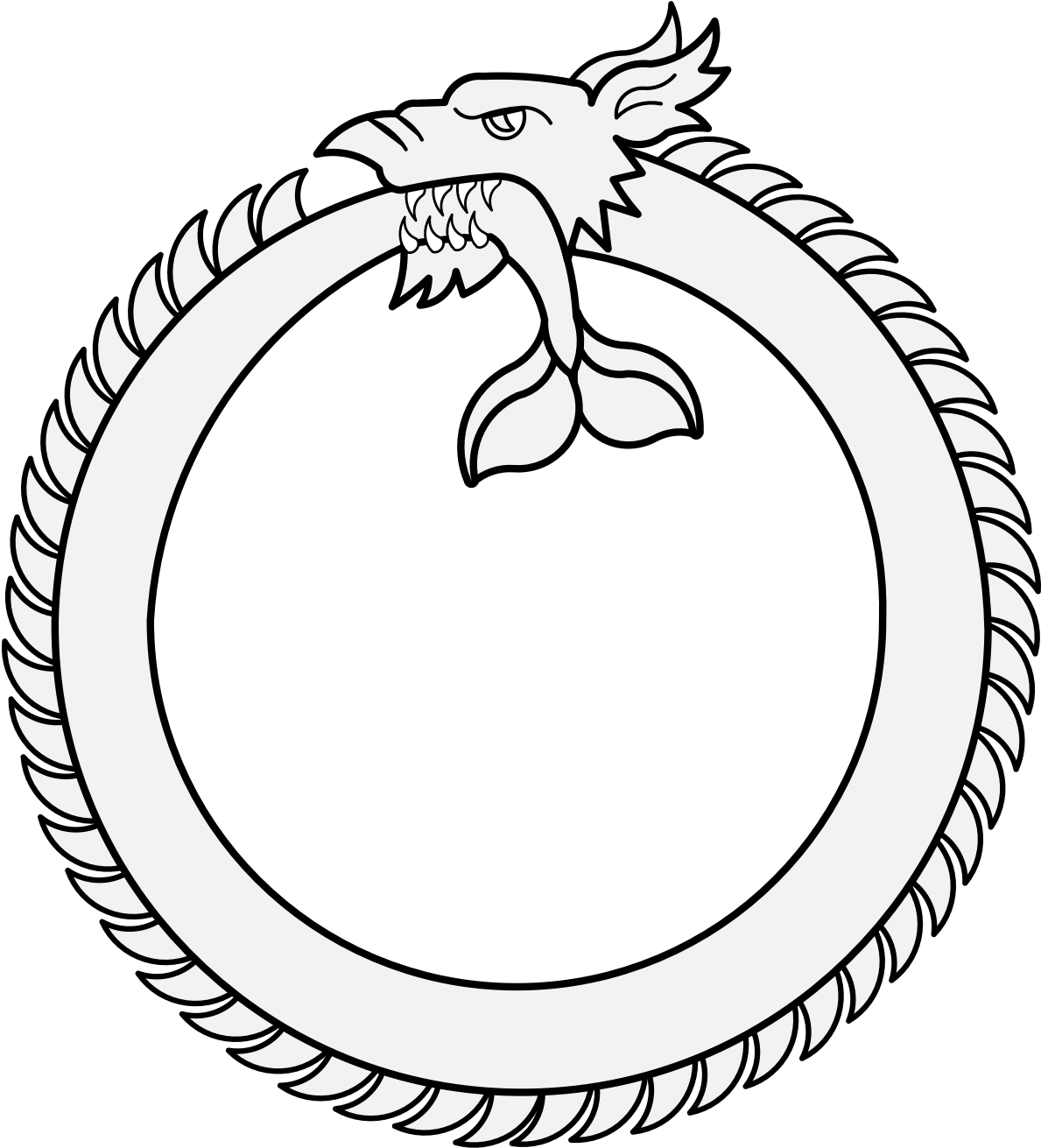 Sea Serpent - Sea Serpent Drawing Black And White Clipart (1237x1326), Png Download