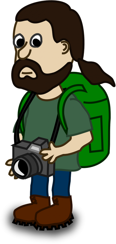 Photographer Man Person - Boy Cartoon Character With Ponytail Clipart (500x1000), Png Download