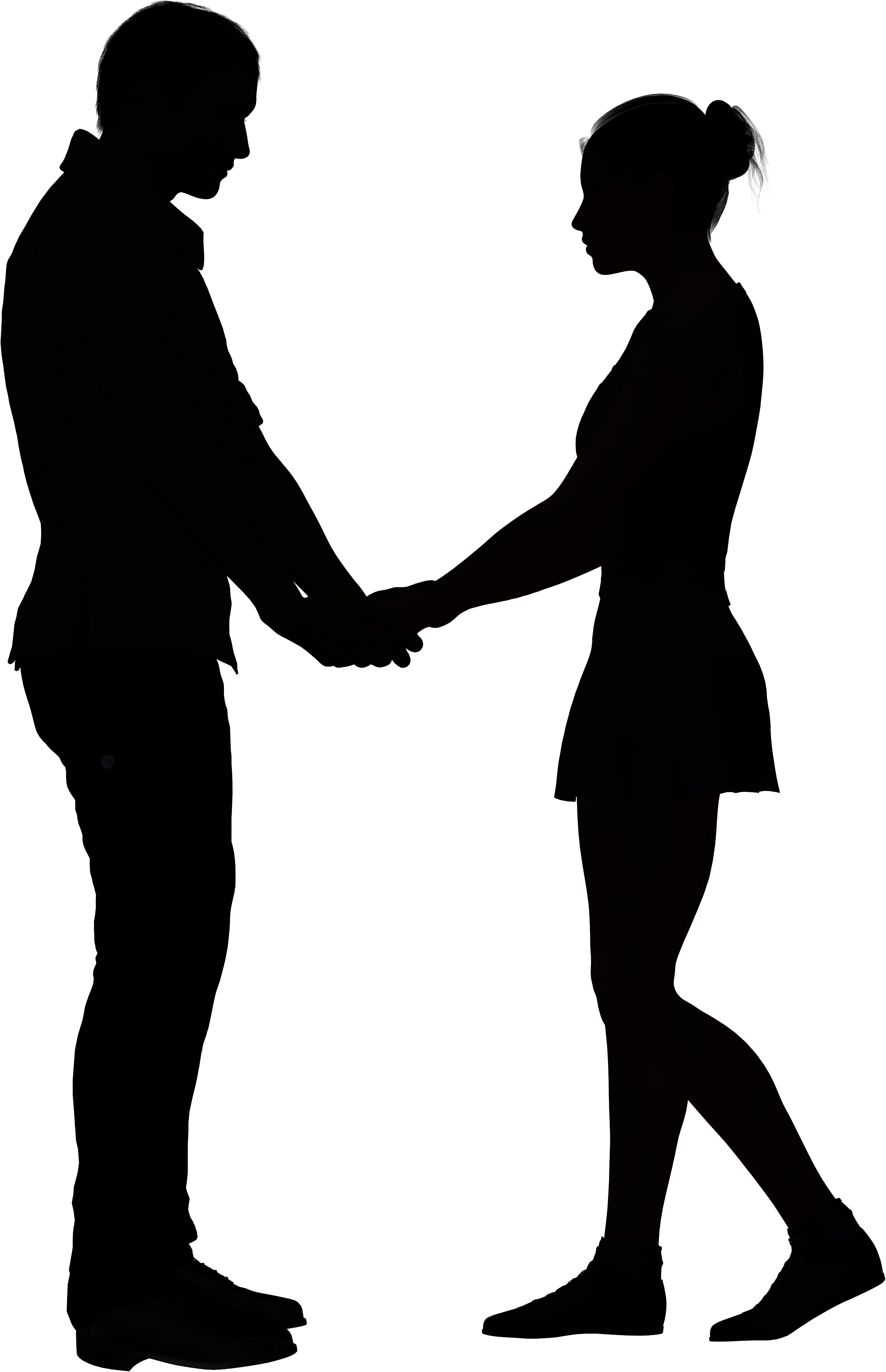 Silhouette Love Clip Art - Clipart Boy And Girl Holding Hands - Png Download (3657x4000), Png Download