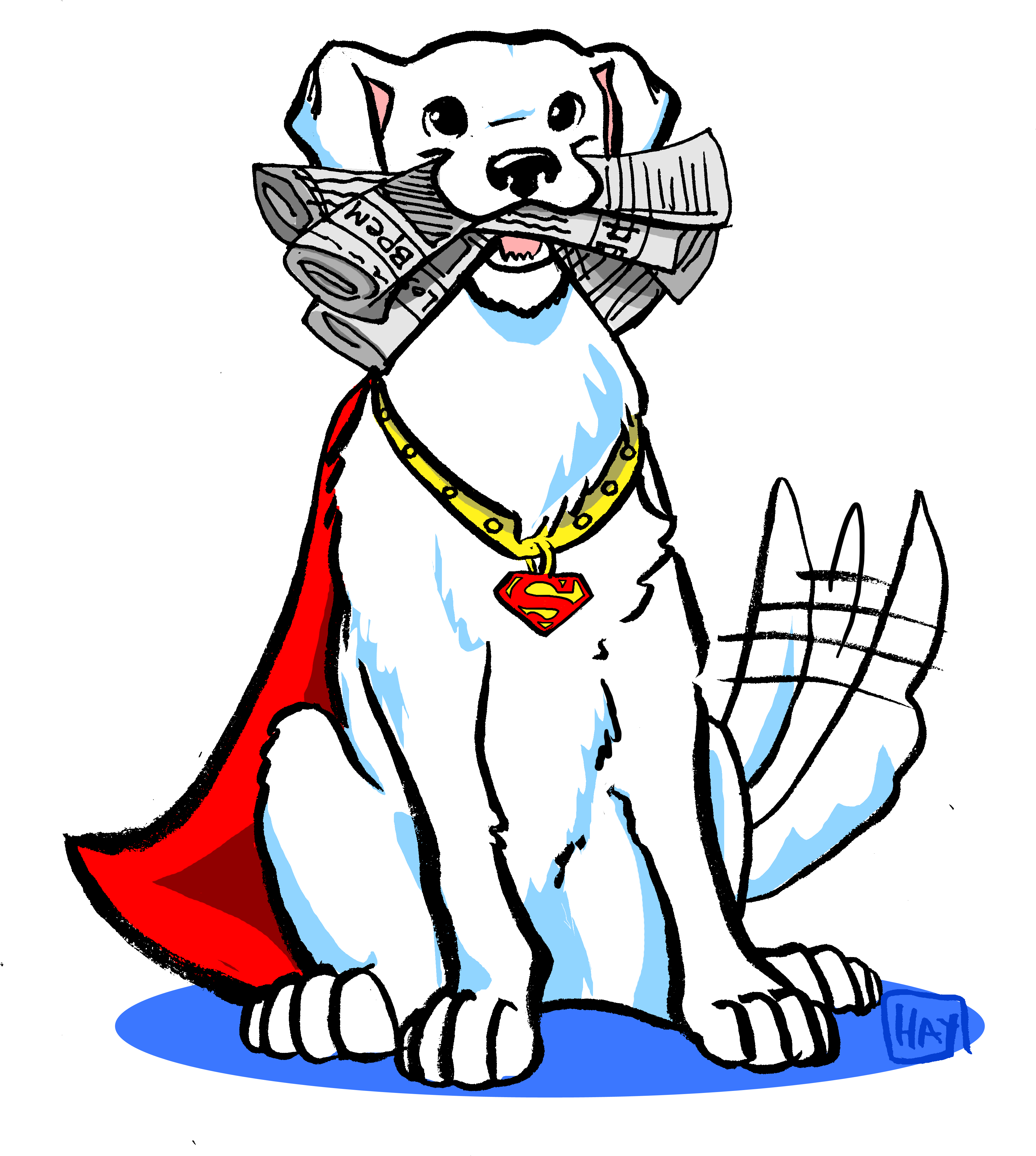 Superman Logo Clipart Supe Dog - Cartoon - Png Download (4068x4426), Png Download