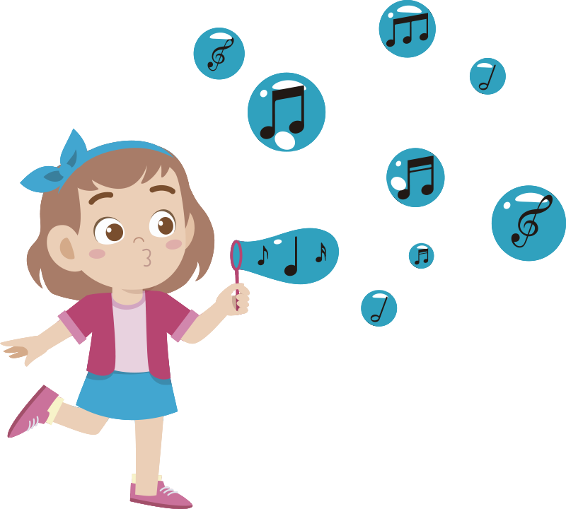Child Blowing Notes Illustration Wall Art - Girl Shhh Clip Art - Png Download (800x720), Png Download