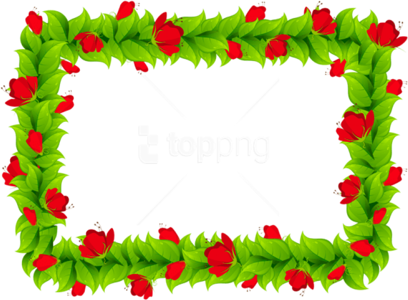Free Png Download Floral Border Frame Clipart Png Photo - Background Flower Border Frame Design Transparent Png (837x615), Png Download