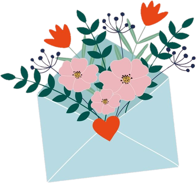#flowers #mail #post #blue #flower #flowers #письмо - Letter Clipart (736x736), Png Download