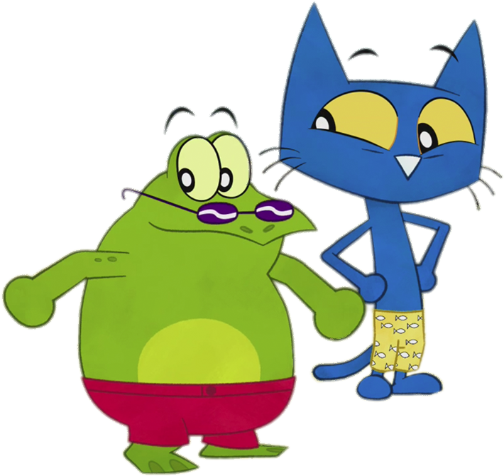 Pete The Cat And His Friend The Frog - Cartoon Clipart (758x748), Png Download