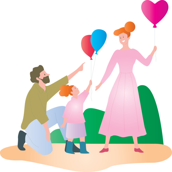 Transparent Family Day Cartoon Balloon Interaction - Catoon Playing With Family Clipart (600x600), Png Download