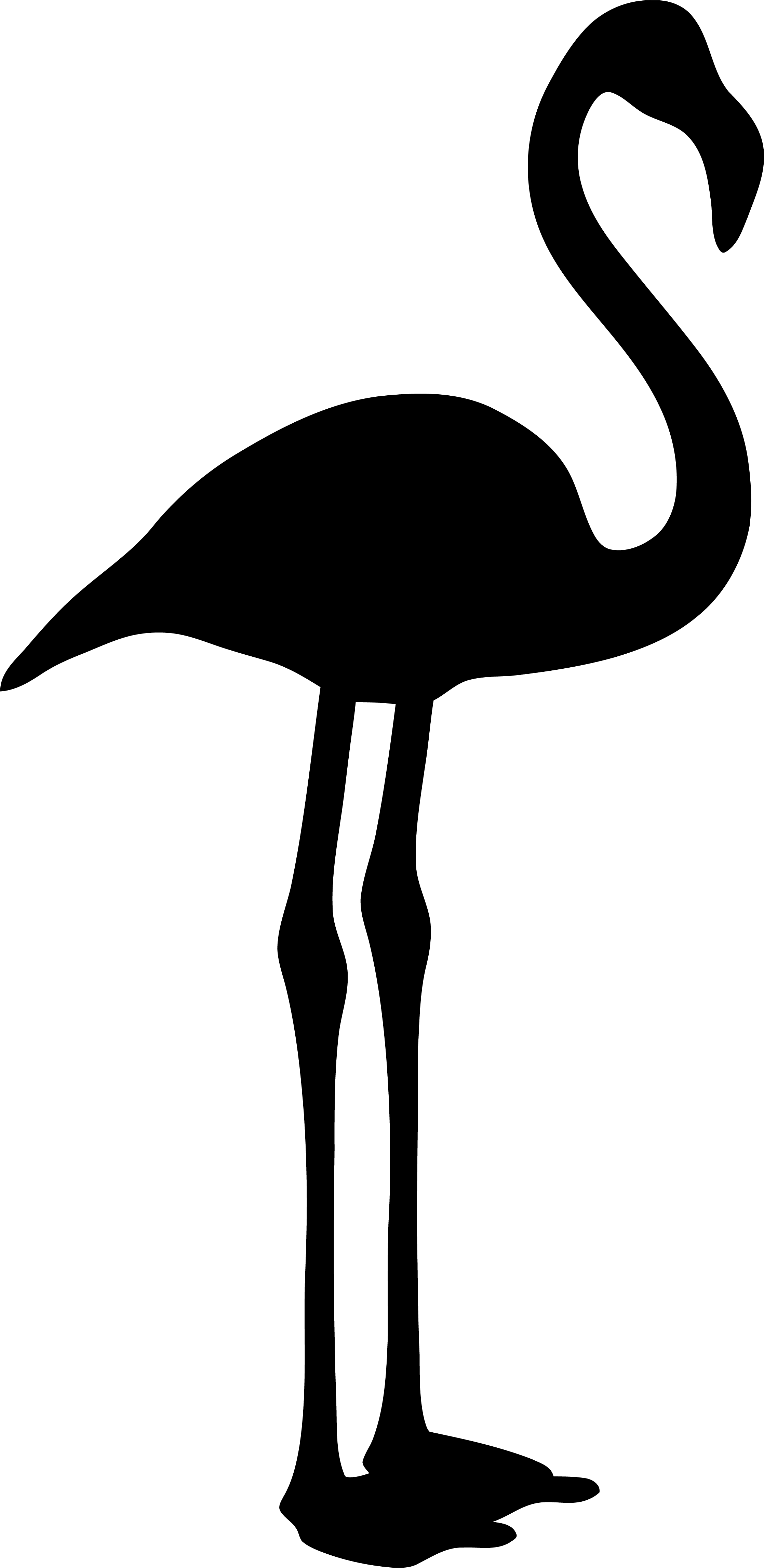 Pink Flamingo Clip Art Black White - Flamingo Black And White - Png Download (2235x4589), Png Download