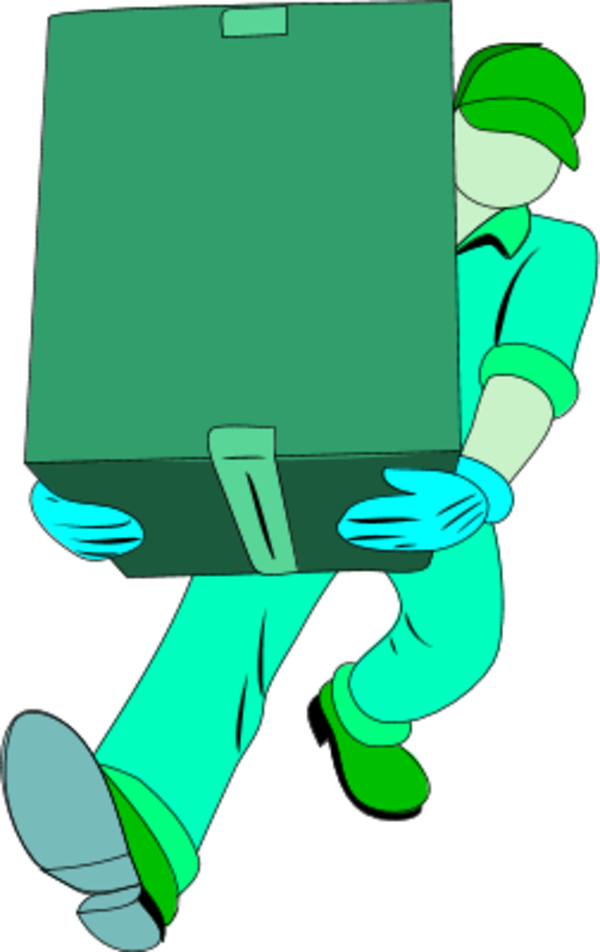 Warehouse Man Carrying A Closed Box - Delivery Clip Art - Png Download (600x952), Png Download
