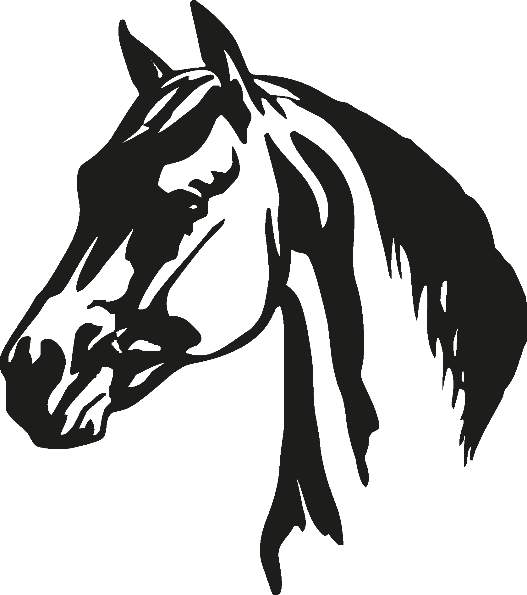 Horse Head Silhouette - Horse Head Black And White Clipart - Full Size Clipart (#5567942 ...