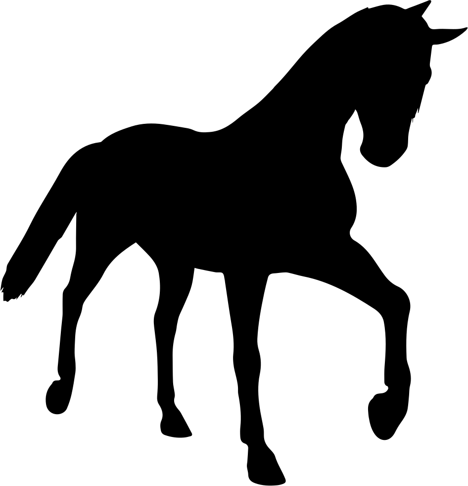 Horse Young Black Silhouette In Perspective Comments Clipart (946x981), Png Download