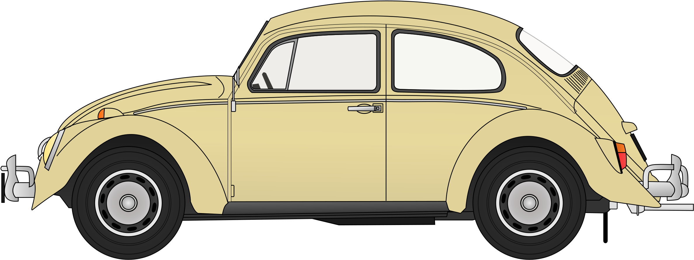 Volkswagen Vector Bug Vw - Vw Beetle Clipart - Png Download (2400x915), Png Download