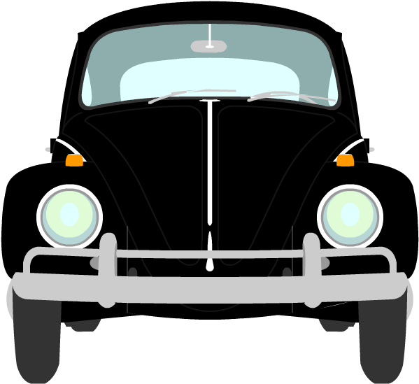 Image Of A Black 1964 1200 Volkswagen - Antique Car Clipart (599x549), Png Download