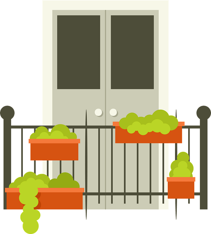 Balcony With Plants Clipart - Illustration - Png Download (721x800), Png Download