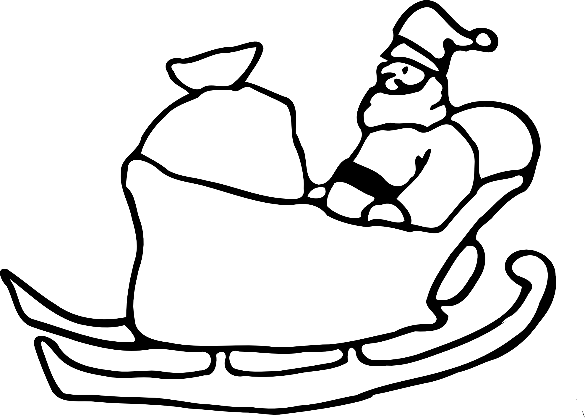 Sleigh Black And White Clipart - Santa's Sleigh Clipart Black And White - Png Download (1979x1413), Png Download