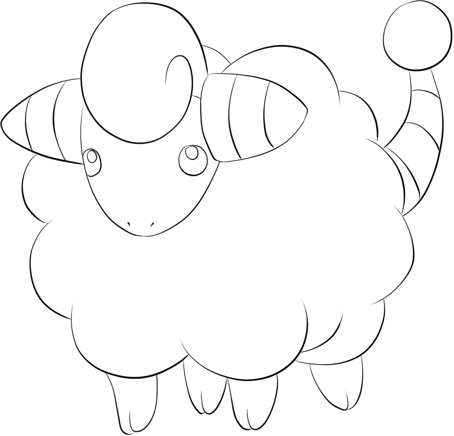 Mareep Lineart - Line Art Clipart (900x864), Png Download