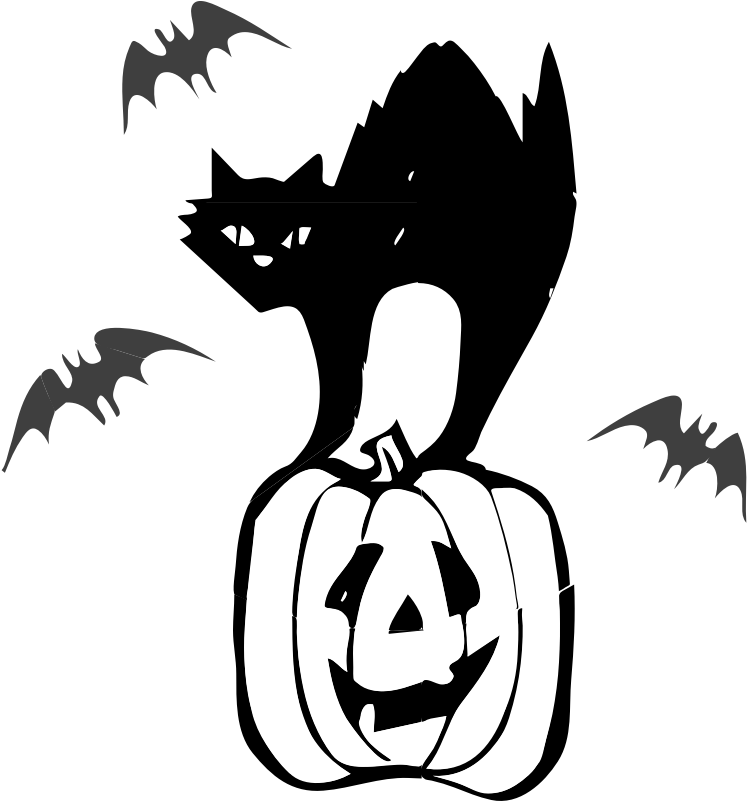 Black Cat Halloween Clip Art - Black Halloween Cat Clipart - Png Download (800x800), Png Download