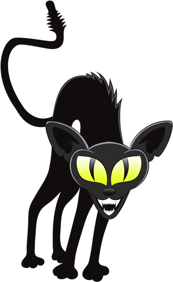 Black Cat Halloween Whiskers Witch - Gato Negro Halloween Png Enojado Clipart (656x1024), Png Download