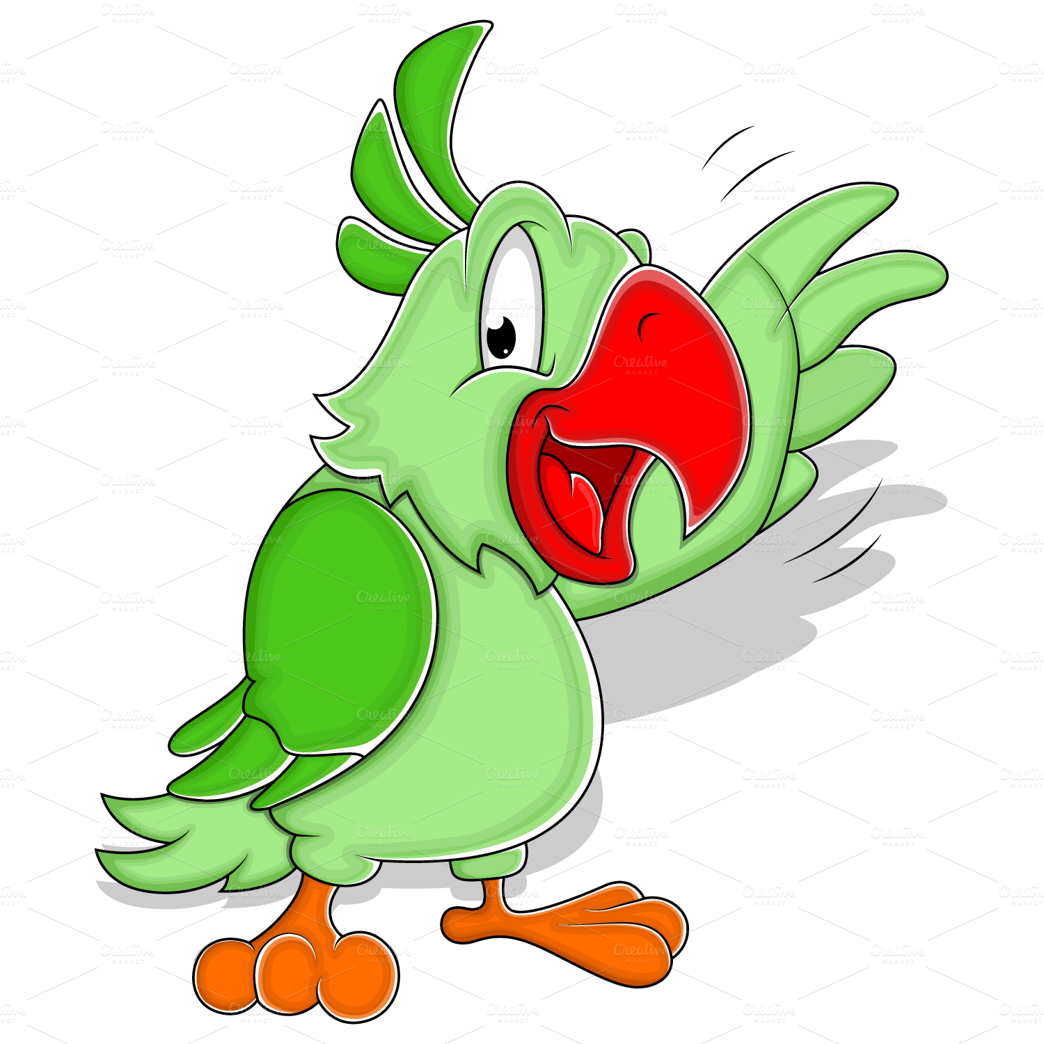 Cartoon Green Parrot Clipart (1500x1500), Png Download