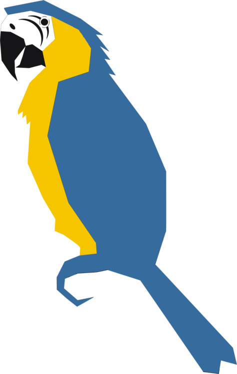 Perching Bird,macaw,parrot - Blue Parrot Clipart - Png Download (474x748), Png Download