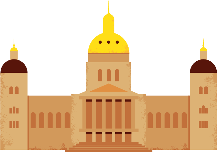 Des Moines Capital Illustration - Iowa State Capitol Clipart - Png Download (1000x576), Png Download