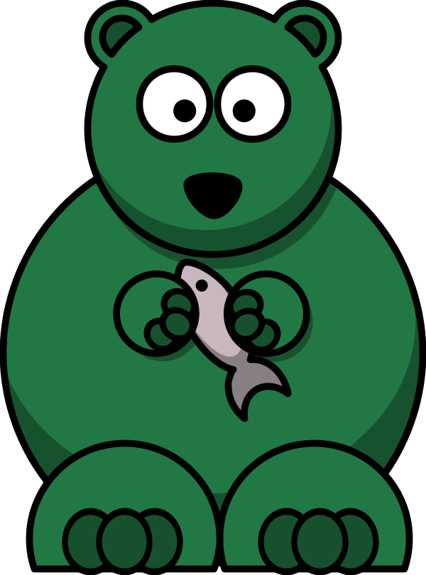 Bear Holding A Fish Comic - Cartoon Bear Eating Fish Clipart (600x810), Png Download