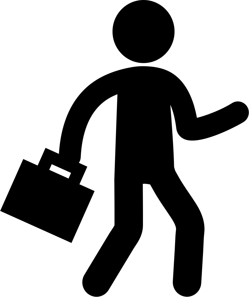 Businessman Silhouette Walking With Suitcase Svg Png - Man With Briefcase Icon Clipart (822x981), Png Download