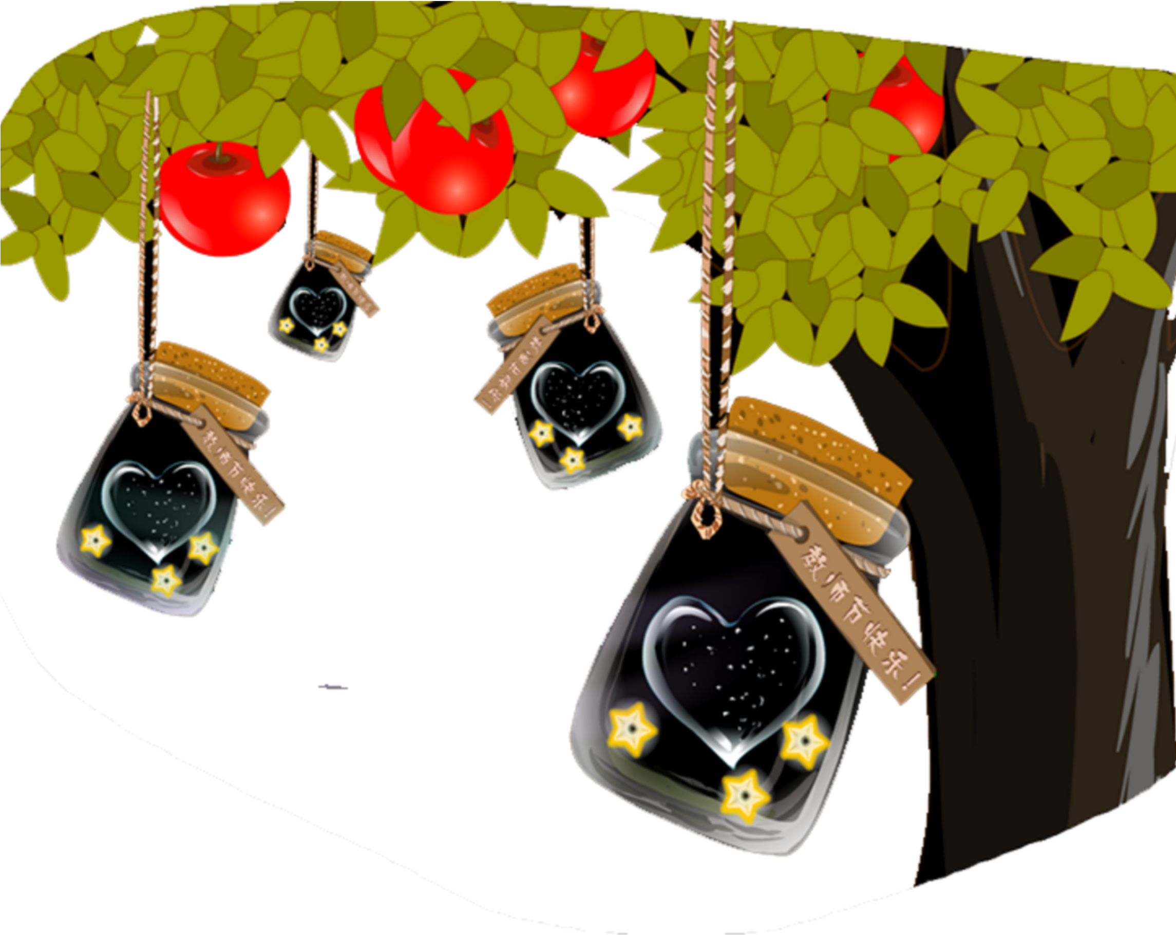 #ftestickers #clipart #cartoon #tree #jars #stars - Tree - Png Download (2289x2289), Png Download