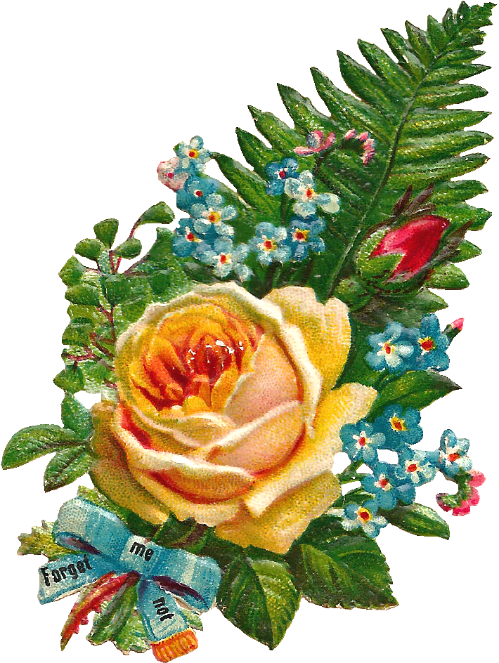 Antique Images Free Digital - Flower Bouquet Clipart Png Transparent Png (1080x1275), Png Download