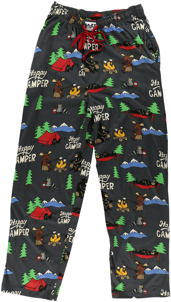 Happy Camper - Men Cartoon Pajama Pants Clipart (863x1050), Png Download