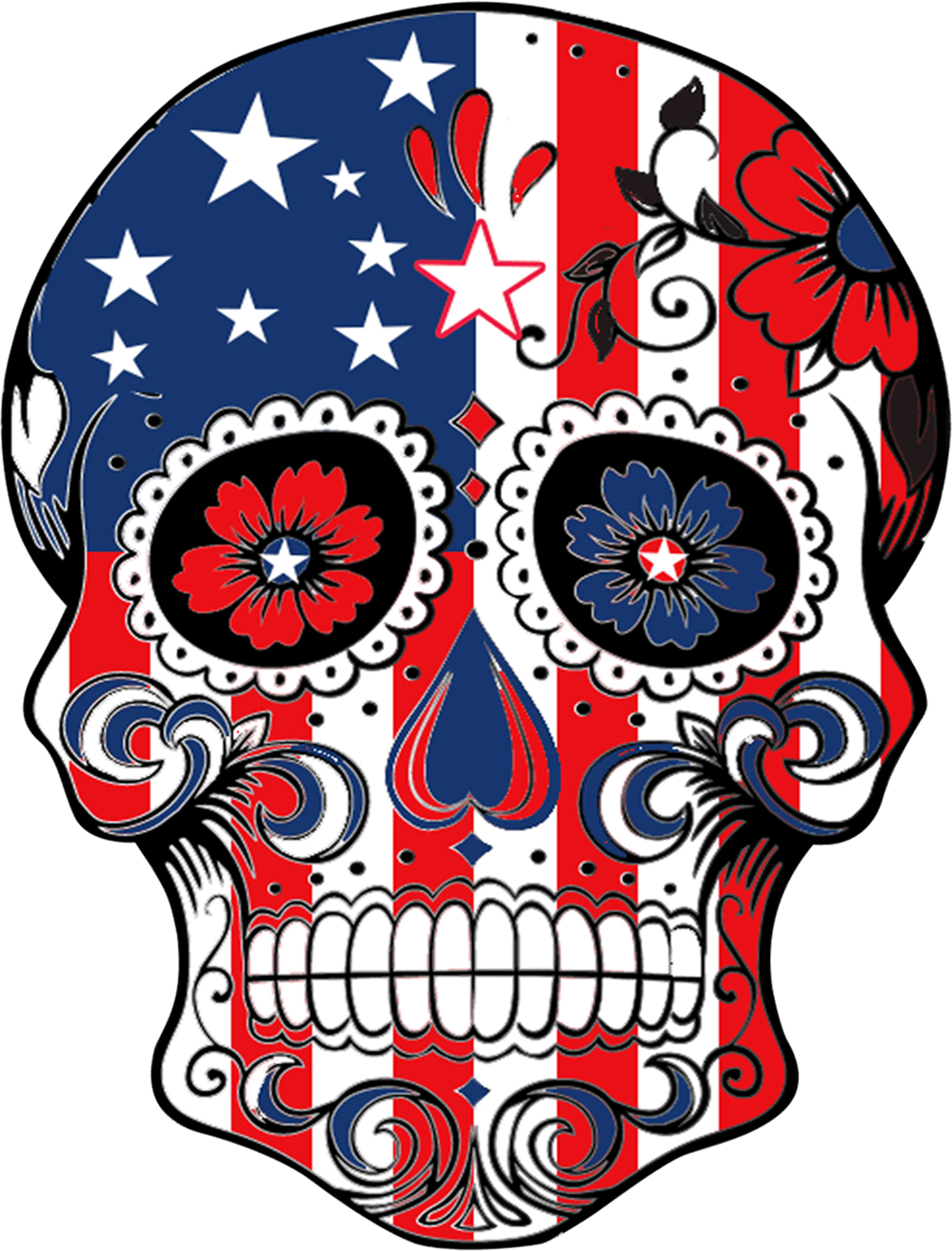 Soldiers Vector Sugar Skull - American Flag Sugar Skull Clipart (1000x1314), Png Download