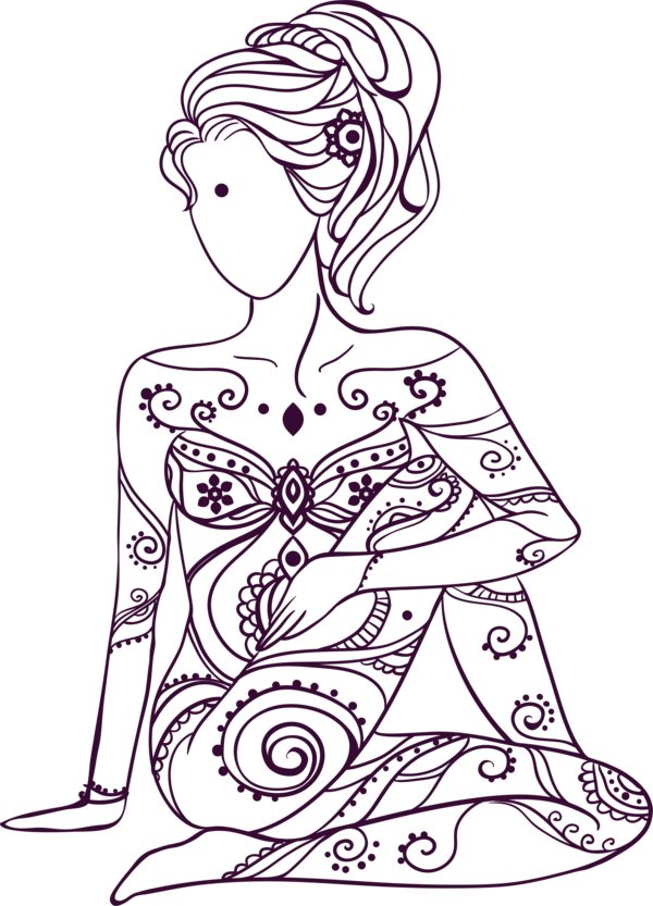 Transparent Female Skull Png - Mandala Yoga Clipart (600x833), Png Download
