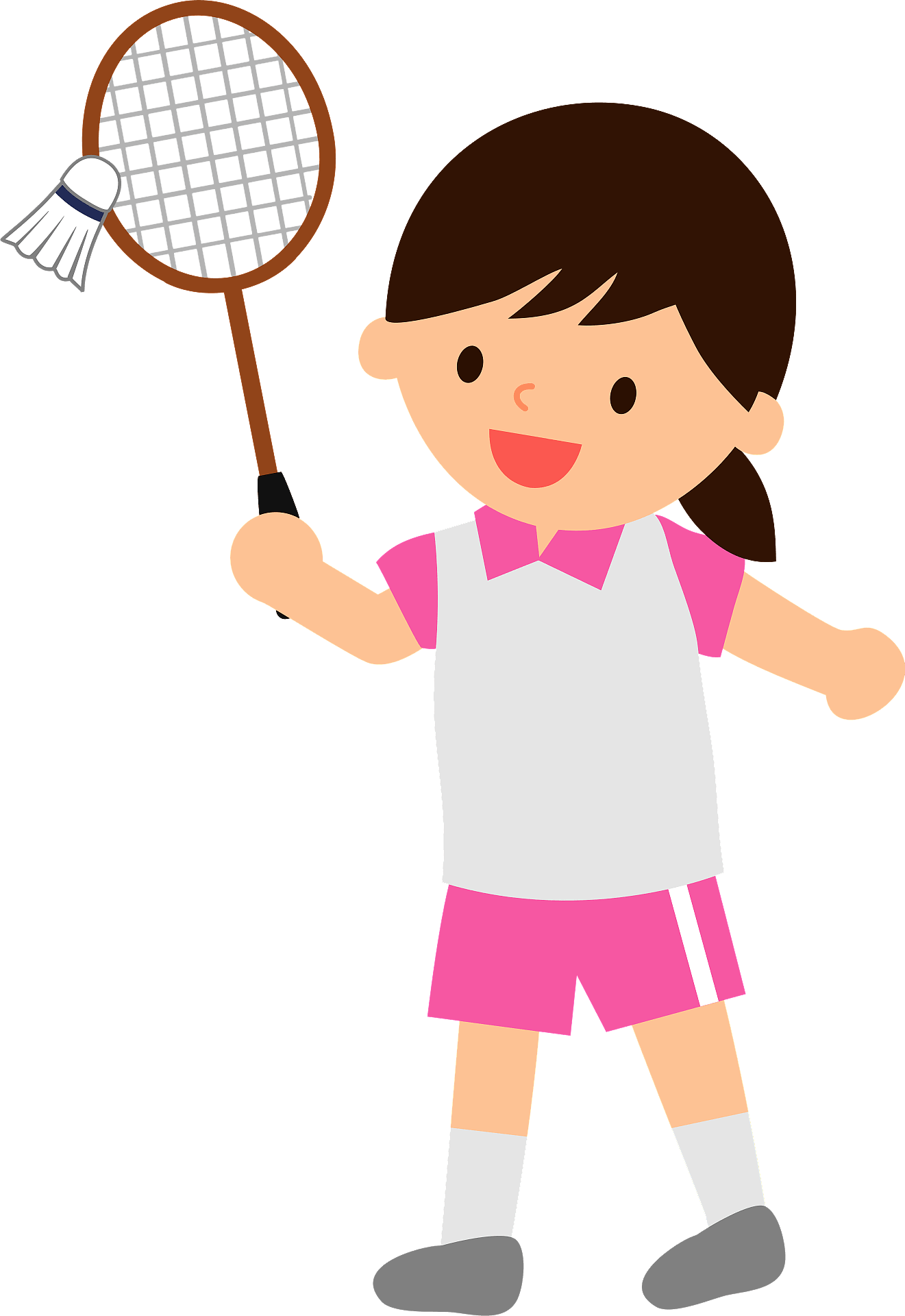 Girl Playing Badminton Cartoon Clipart (1321x1920), Png Download