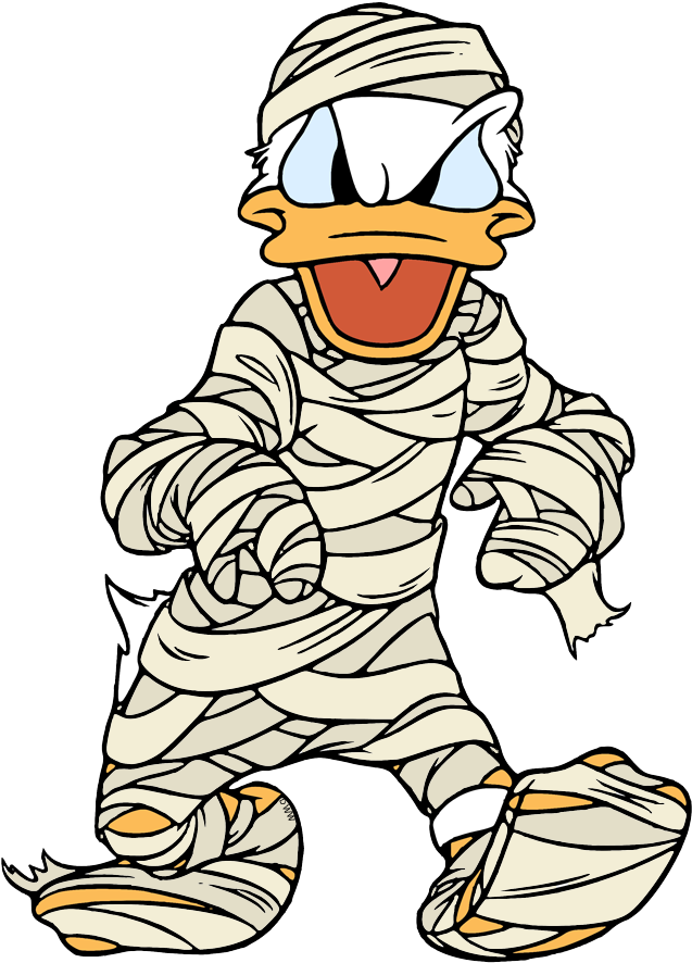 Donald Duck Halloween Mummy Clipart (645x895), Png Download