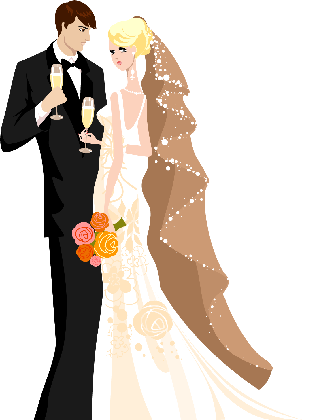 Wedding Invitation Wedding Cake Personal Wedding Website - Bride And Groom Illustration Clipart (1107x1458), Png Download