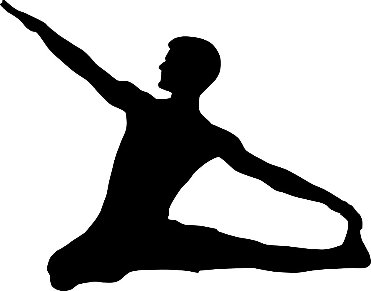 Silhouette Black Background Yoga Clipart (1262x991), Png Download